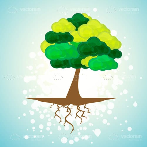 Illustrated Natural Tree on Bokeh Background